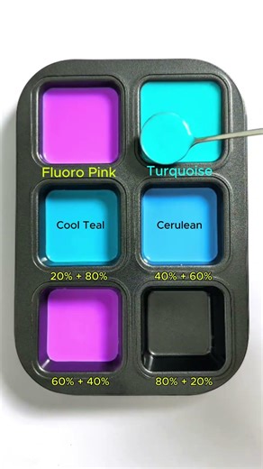 Create 4 colors from 2 colors #asmr #colormixing #mix #acrylicpainting #colors #satisfying #pink