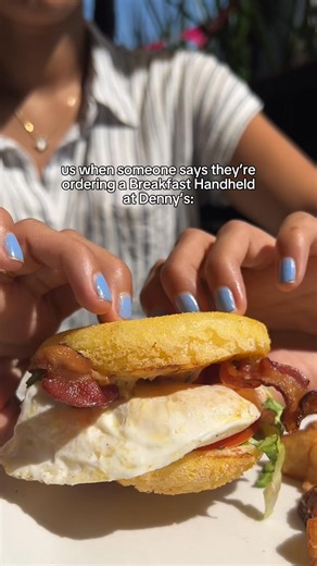 171K views · 93 reactions | A Denny's Breakfast Handheld might not solve all your problems... but you should probably check just in case   With the Fajita Breakfast Wrap, French Toast Monte Cristo, Sunny Side BLT, Chorizo & Egg Burrito, and Sausage & Egg Sandwich - our handheld lineup is here to make your day  Which one are you trying first? | Denny's Canada | Facebook