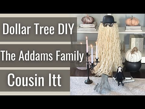 Halloween DOLLAR TREE DIY | Cousin It from the Addams Family| How to make Cousin Itt | Wednesday
