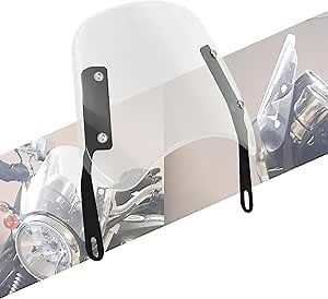 Motorcycle Headlight Windshield Wind Deflector Windscreen Universal Fit for Harley Yamaha Suzuki (Transparent)