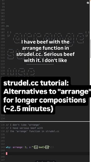 will | opinionated strudel tutorial on alternatives to "arrange" for longer compositions #strudel #livecoding #tidalycles | Instagram