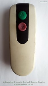 Handicare Remote Repair (rf 6425-7542) If you have a faulty remote we may be able to help https://remotefixer.co.uk NO FIX = NO FEE Manufacturer : Handicare Customers Fault Description : remote working but you have to hold the buttons very hard for it to work Remote Fixer Repair Response (see below) : This Stair lift controller arrived safely and on testing the button response was confirmed to be sluggish. Replacement conductive button caps were fitted on both buttons which restored full functio