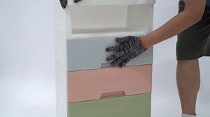 5-Drawer Storage Bin, Macaroon Color Plastic Storage Cabinet Load-Bearing Capacity 55.1lbs Organizer with Wheels Vertical Cabinet with Top-Layer Lock for Bedroom Living Room Kitchen