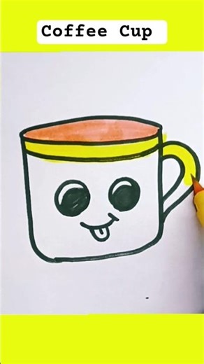 How to draw coffee cup easy drawing step by step for kids#shorts