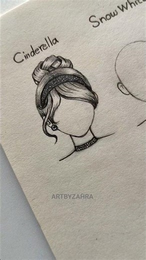 How to draw hair ✨ Disney Princesses (Cinderella, snow white, Elsa)#howtodraw #tutorial #artbyzahra