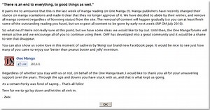 Scanlation Site One Manga Removing All Content