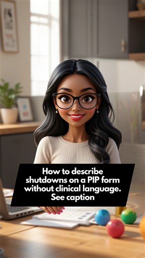 Many people use clinical terms like shutdown, dissociation, or overload. PIP does not score labels. It scores what actually happens, what stops, and what support is needed when functioning breaks down. If you don’t translate shutdown into everyday impact, it gets minimised or ignored. . Here’s how to describe shutdowns in plain, assessable language: . Describe the loss of function, not the label Example: “At times I become unable to speak, respond, or continue the task and need time alone to rec