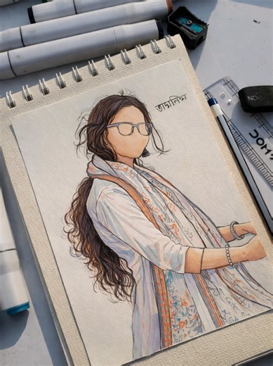 Replying to @tasnimnks1 ফলোয়ারদের জন্য আর্ট… নিজের জন্য কফি! ☕#sketch #sketching #ArtTok #drawing #art