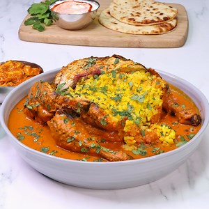 Transform one whole chicken into an entire meal by stuffing it with saffron rice | Tasty UK