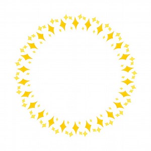 Vector golden circle frame from star shape isolated on white