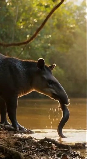 ⚡ Amazon Tapir Gets Zapped by Electric Eel! #AmazonTapir #ElectricEel #WildlifeEncounter