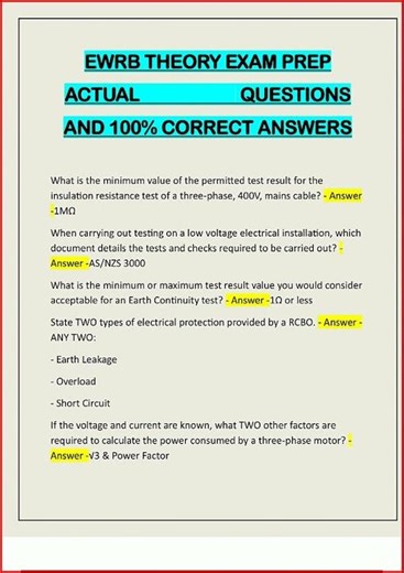 Ewrb Theory Exam Prep Actual Questions And 100 Correct Answe video