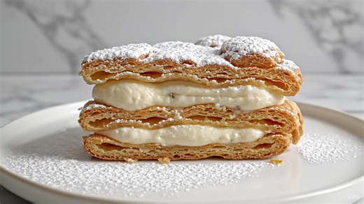 🥮 Napoleon Dessert (Puff Pastry) Ingredients For the Pastry 1 package puff pastry sheets (2 sheets), thawed Powdered sugar for dusting For the Pastry Cream 2 cups whole milk ½ cup granulated sugar 3 tbsp cornstarch 3 egg yolks 2 tbsp butter 1 tsp vanilla extract Instructions 1️⃣ Bake the Puff Pastry Preheat oven to 400°F (200°C). Cut puff pastry sheets into equal rectangles. Place on a baking tray, poke holes with a fork to prevent puffing. Bake 12–15 minutes until golden and crisp. Let cool co