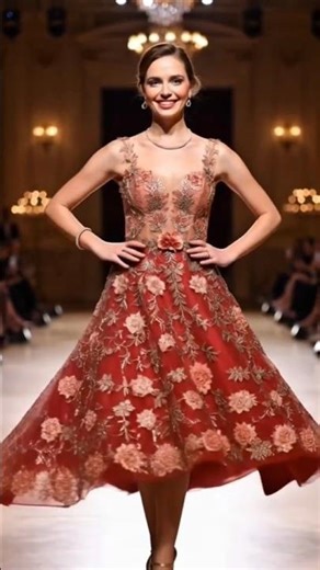 Romantic Red Floral Gown 🌹 | Valentine's Day Special❤️ | Elegant Couture Dress