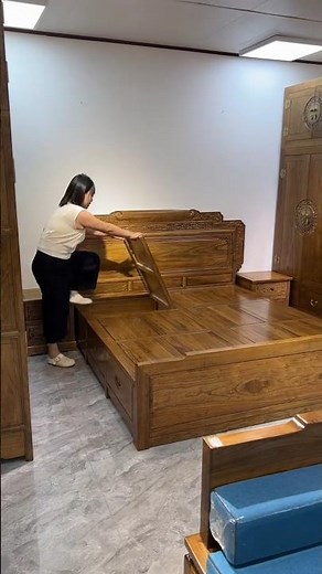 part681#This Wooden Bed Has a SECRET😱🔥| Genius Hidden Storage Bed Design #Shorts