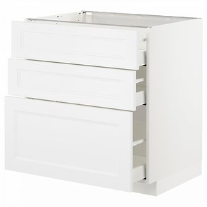 METOD base cabinet with 3 drawers, white/Axstad matt white, 80x60 cm  - IKEA Norway