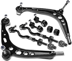 A-Premium Set of 8, Front Lower Control Arm & Bushing, Sway Bar Link, Inner & Outer Tie Rod End Assembly, Compatible with BMW E36 Series - 1992-2002 - 318i 318is 318ti 323is 325i 325is 328i Z3, RWD