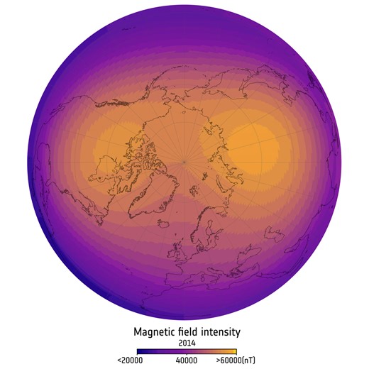 Magnetic Field Weak Spot A weak spot in Earth’s magnetic field over the South Atlantic is growing and shifting, raising risks for satellites and high-altitude flyers. Using 11 years of data from the European Space Agency’s (ESA) Swarm satellites, which map Earth’s magnetism, scientists report the South Atlantic Anomaly has expanded by roughly two million square miles (about 5.2 million sq km) since 2014 and is drifting toward Africa by about 14 miles per year (23 km). The anomaly lets in more ra