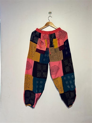 Boho Patchwork Harem Pants, Colorful Hippie Trousers, Baggy Aladdin Yoga Pants, Lounge Wear, Casual Summer Pants, Bohemian Clothing - Etsy