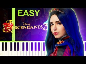 Night Falls | DESCENDANTS 3 - EASY Piano Tutorial - Videos For Kids