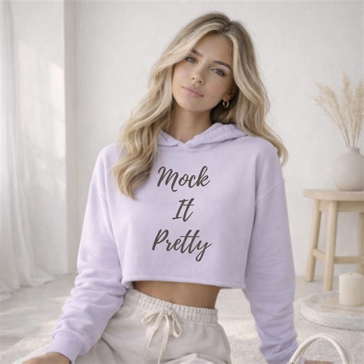 Lilac Crop Hoodie Mockup, Lane Seven LS12000, Female Model (digital Download) - Etsy