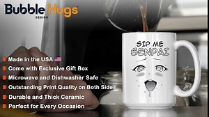 Anime 15oz White Coffee Mug - Sip Me Senpai - Haentai Weaboo Animation