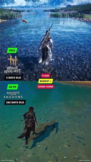 Where Winds Meet vs Assassin's Creed Shadows Comparison #shorts #shortvideo #wherewindsmeet