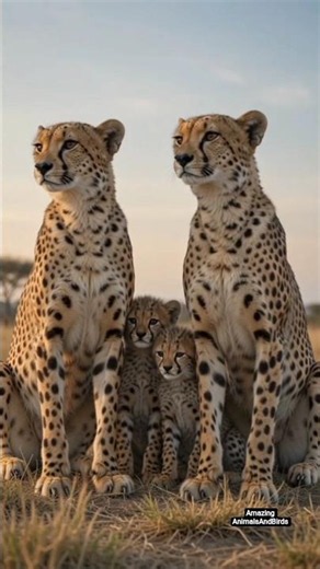 Cheetah Family Adventure | Male & Female Cheetahs Protect Their Cute Cubs