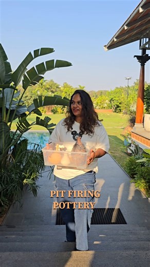 OneEarth Pottery on Instagram: "Did my first pit firing this week, and I'm so thrilled with how everything turned out! I experimented with lots of natural materials this time - the results are minimal, earthy, and full of subtle textures I absolutely love. It all came together unexpectedly at the farm, with my amazing team (and my husband!) helping through every step of preparation. Feeling deeply grateful and already excited for the next pit firing! . . . . . #hyderabad #pottery #pitfiring #cer