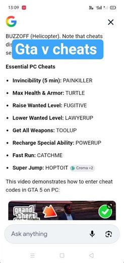 gta v cheats codes