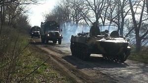 Ukraine military convoy moving southeast