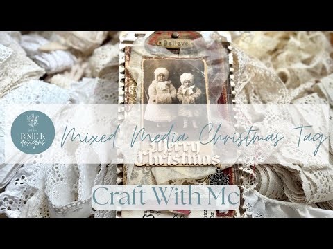 Mixed Media Christmas Tag Tutorial | Gesso + Photograph | #50StackChallenge Prompts 17 & 18