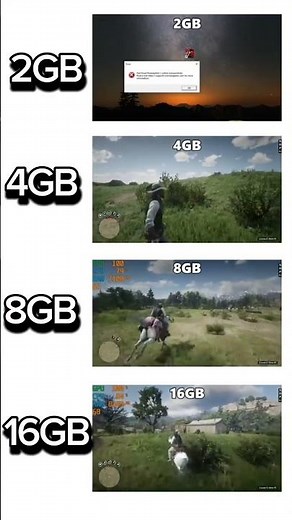 PARTE 1 | RDR2 2GB RAM VS 4GB RAM VS 8GB RAM VS 16 GB RAM #pcbuild #pcgaming #pc #graphics #gpu