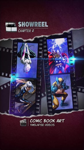 🟦 SHOWREEL | Chapter 2 Super Hero Drawing Timelapse Video (Full videos are in my profile) Marvel Comics characters ▫️Ghost Spider | Gwen Stacy ▫️Black Cat | Natasha Romanova ▫️Thor | Thor Odinson ▫️Wolverine | Logan 🥷🏻 The Comic Book NIИJΛ ▫️Instagram | TheComicBookNinja https://www.instagram.com/thecomicbookninja/ ▫️Tiktok | @TheComicBookNinja https://www.tiktok.com/@thecomicbookninja?lang=en #Comics #Art #Timelapse #Marvel #Superheroes