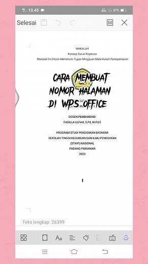 cara membuat nomor halaman di WPS office android atau iOS #tutorial #fypシ #tugasekonomi #makalah #wps #office #caramembuatnomorhalamanyangberbeda #nomorhalamanotomatis #nomorhalaman #nomorhalamanberbeda