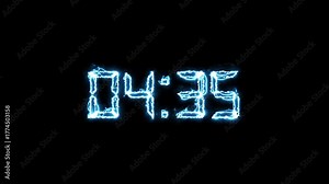 5 Minute Countdown Timer Animation with Digital Clock Display, 5 minutes countdown timer in 1-minute times laps, 5 minutes timer clock Stopwatch animation Stock ビデオ