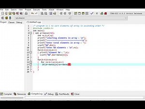 program in C to sort elements of array in ascending order