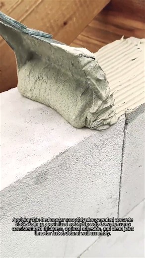 Oddly satisfying mortar spread on AAC blocks #worker #process #satisfying #masonry #construction