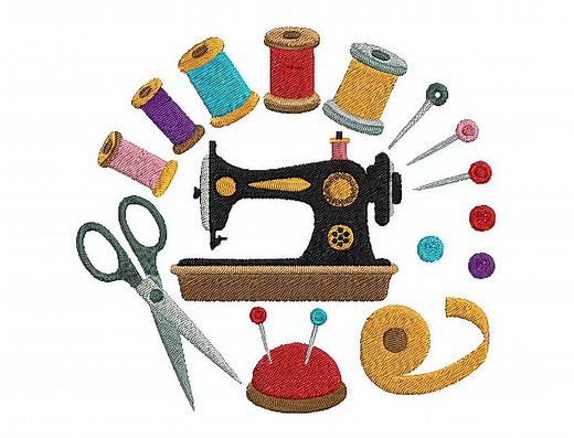 Vintage Sewing Machine Embroidery Design: Colorful Spools (digital Download) - Etsy