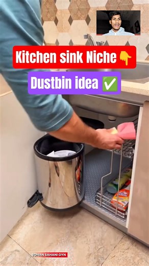 Kitchen Sink Niche Hidden Dustbin Idea #shorts #kitchenideas #spacesaving