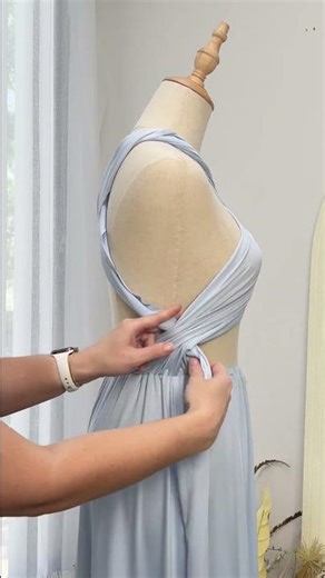 Crossover Halter Dress Tutorial | Buckle Style in Mist Blue Color
