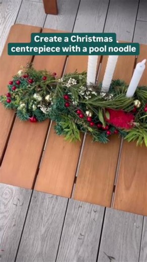 Christmas pool noodle hack ✨🎄 Need a last-minute garland for your Christmas table? Create a centrepiece with just a pool noodle, greenery, and candles. For more D.I.Y. ideas, pick up the December issue of Bunnings magazine or tap the link to read it online. ⬇️ www.bunnings.com.au/bunnings-magazine/december-2024 #PoolNoodles #ChristmasTableDecor #ChristmasCentrepiece | Bunnings Warehouse Australia