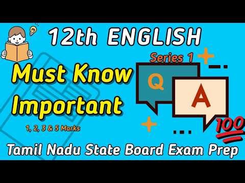 12th Standard English | TN State Board | Public Exam – Previous Year Questions & Answers | 2025