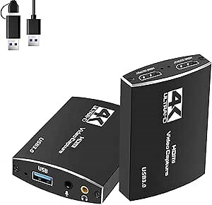 USB C/A 3.0 Game Capture Card - 4K@60Hz HDMI Loop-Out, 1080P 60FPS Audio Video Capture for Gaming/Live Streaming with Nintendo Switch/PS4/PS5/OBS/Xbox/Camera/PC