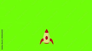 Cartoon rocket launch animation on green screen background, space launch system, 2d animated 4k video Stock Video