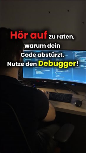 Michael Schwarz | Java Coding Guides 🚀 on Instagram: "🐞 Rate mal: Wie viel Zeit verbringst du mit Suchen statt mit Fixen? Viele Anfänger nutzen System.out.println, um Fehler zu finden. Profis nutzen den Debugger ihrer IDE. Mit Breakpoints kannst du die Zeit anhalten und genau sehen: 🔹 Welchen Wert hat die Variable wirklich? 🔹 Welchen Pfad nimmt mein Code in der If-Abfrage? 🔹 Wo genau fliegt die Exception? Wer den Debugger beherrscht, findet Fehler in Minuten, für die andere Stunden brauchen