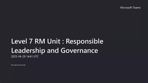 Responsible Leadership and Governance Module 2