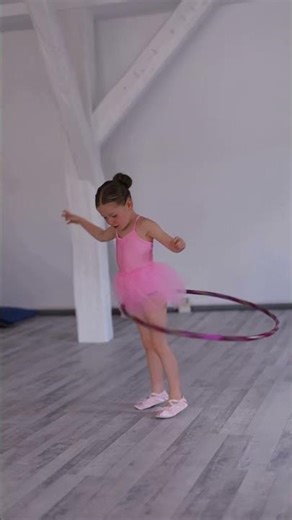 Little Girl Spinning Hula Hoop Like a Pro 💗 | Cute Pink Dress Hula Hoop Talent #Shorts