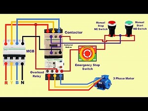 DOL starter with emergency stop button switch wiring