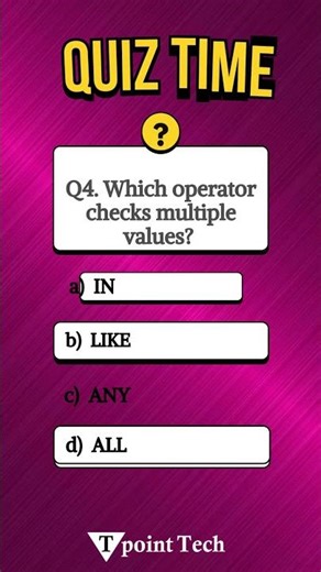 MySQL MCQs | MySQL Practice Question & Answers | Tpoint Tech